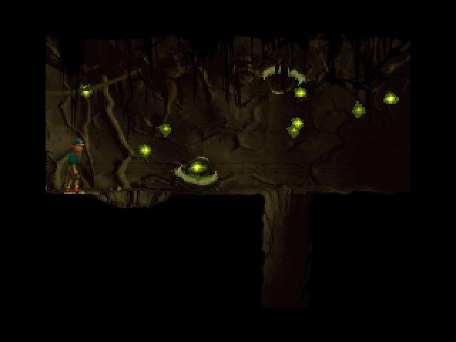 Heart of Darkness (Windows) screenshot: Navigating a cave