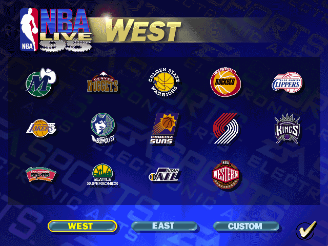 NBA Live 95 (DOS) screenshot: Western NBA teams