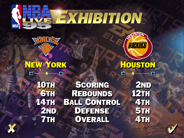 NBA Live 95 (DOS) screenshot: Exhibition mode startup screen