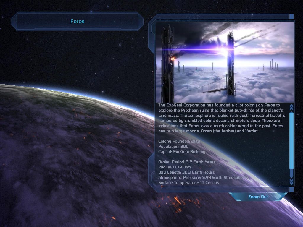 Mass Effect (Windows) screenshot: Information about a planet