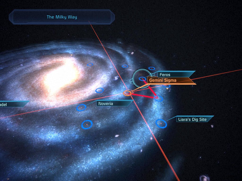 Mass Effect (Windows) screenshot: Opening the galactic map. So many places to travel to!