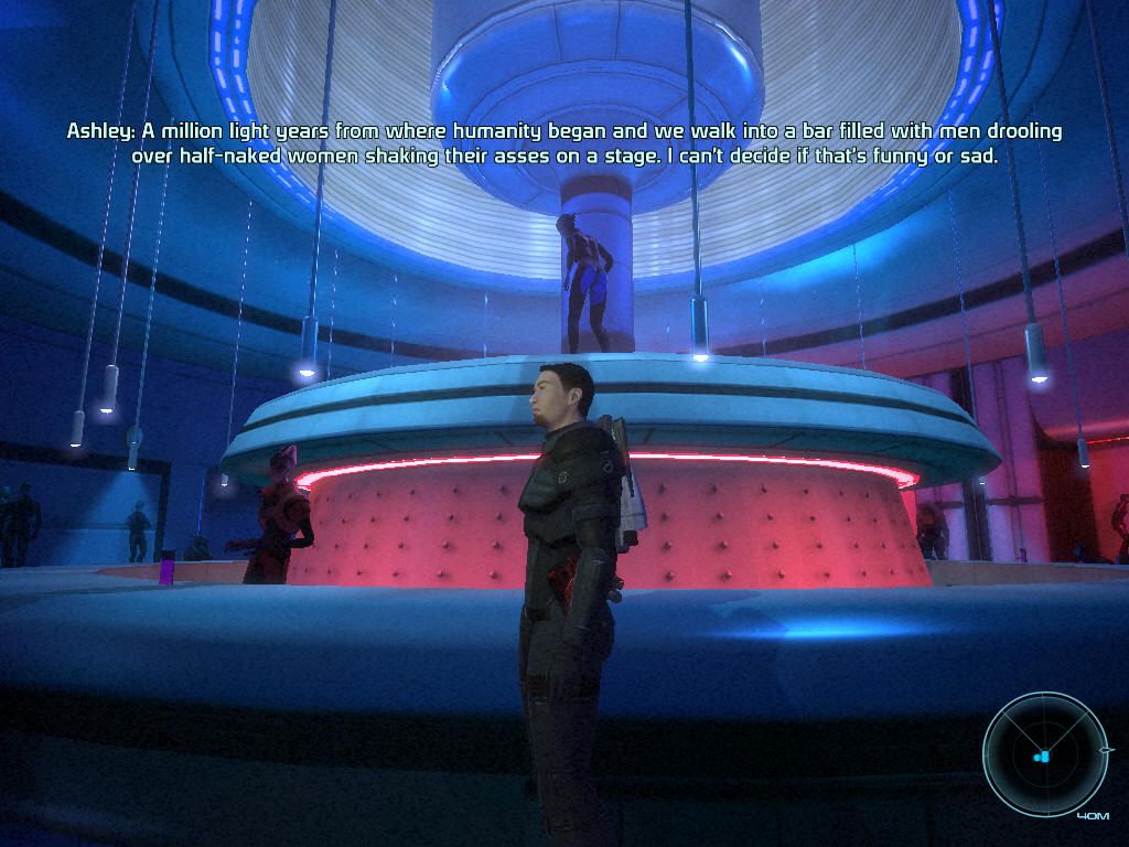 Mass Effect (Windows) screenshot: The party members will provide comments on locations you visit. Well said, Ashley!