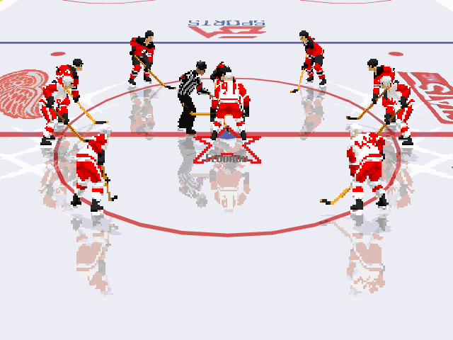 NHL 96 (DOS) screenshot: Each period starts here