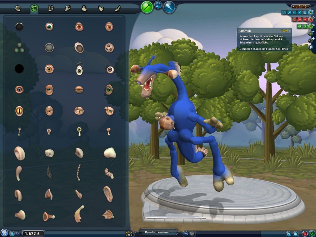 Spore Creature Creator (Windows) screenshot: The creature attacks the screen.