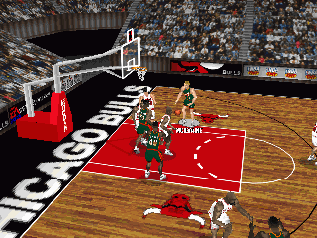 NBA Live 97 (DOS) screenshot: Better to pass the ball