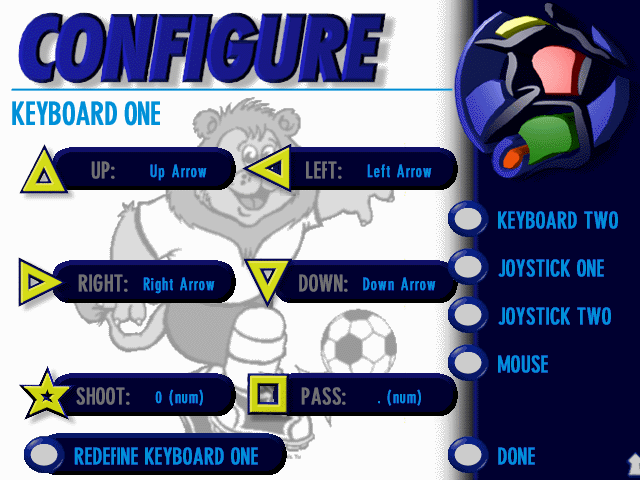 UEFA Euro 96 England (DOS) screenshot: Configure controls
