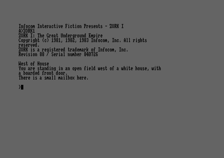 Zork: The Great Underground Empire (Amstrad CPC) screenshot: Opening screen/starting location
