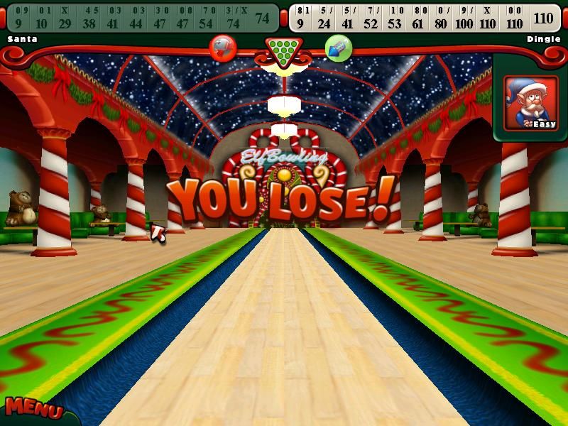 Elf Bowling 7 1/7: The Last Insult (Windows) screenshot: Game is over but I lost.