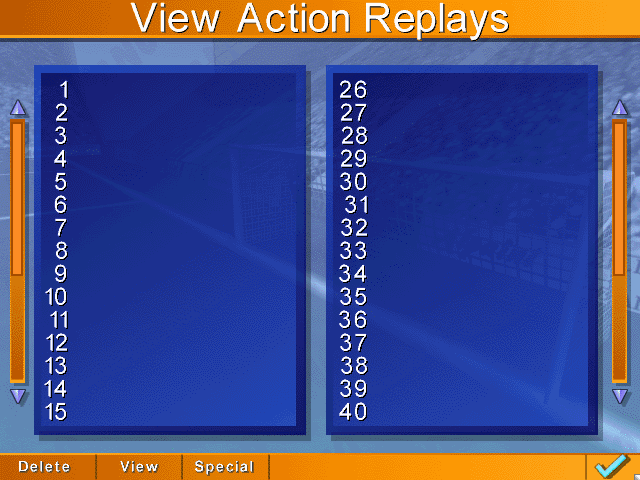 Kick Off 96 (DOS) screenshot: View Action Replays screen