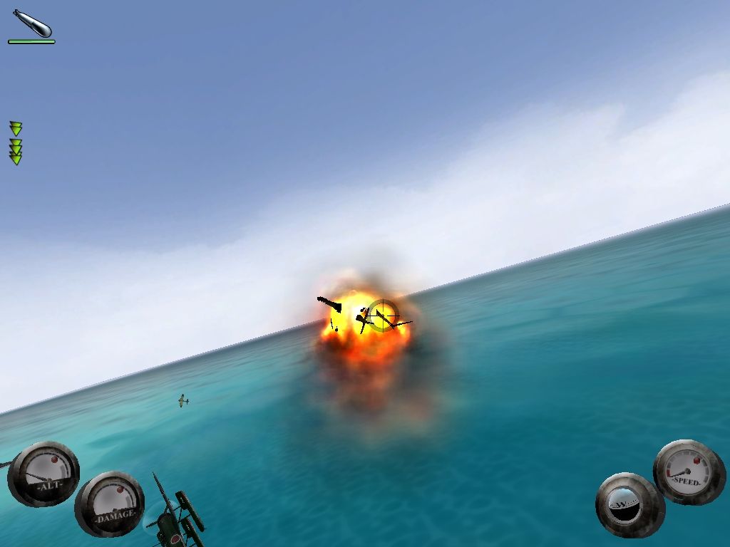 World War II: Pacific Heroes (Windows) screenshot: My Dautless got shot in the last mission.