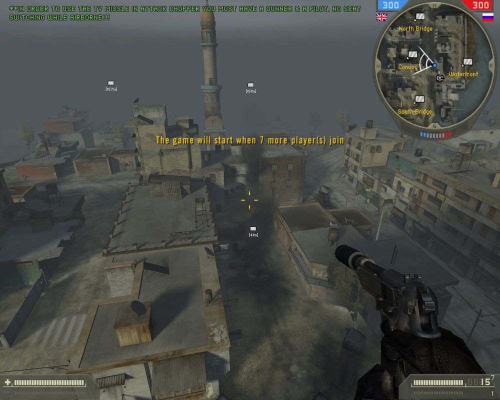 Battlefield 2: Special Forces (Windows) screenshot: Ghost Town from top of the building