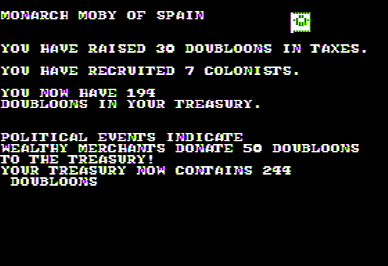 New World (Apple II) screenshot: Recruitment and Raising Finances