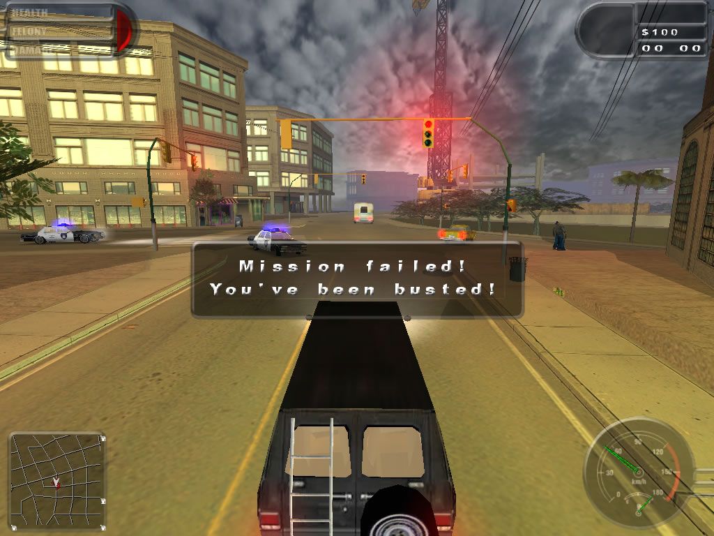 CarJacker: Hotwired and Gone! (Windows) screenshot: The police discovered me - mission failed.