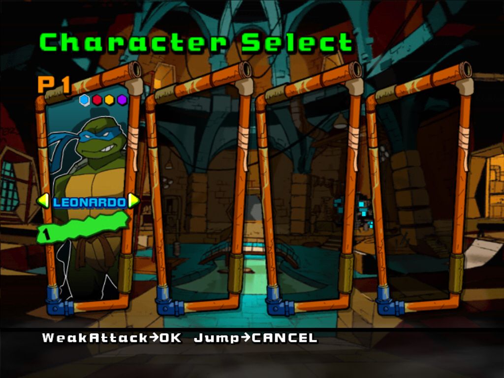 Teenage Mutant Ninja Turtles 2: Battle Nexus (Windows) screenshot: Character selection screen