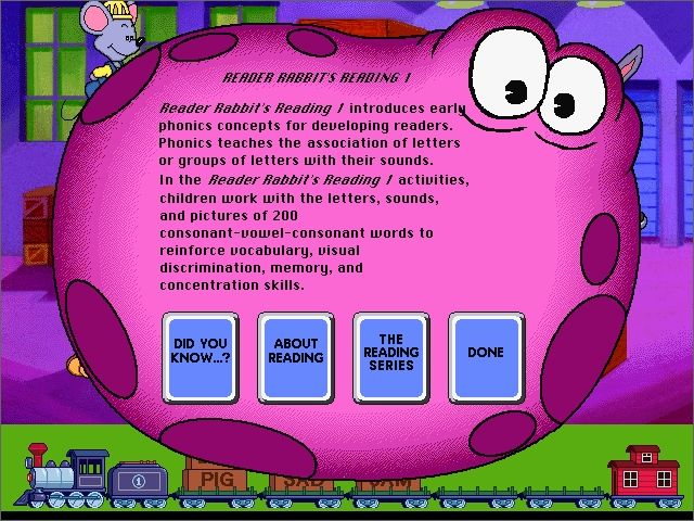Reader Rabbit's Reading 1 (Windows) screenshot: An overview of the concepts behind the game