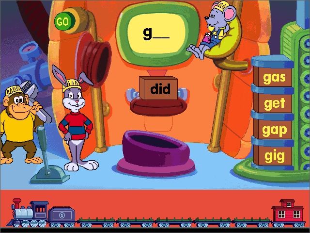 Reader Rabbit's Reading 1 (Windows) screenshot: The Sorter, ready to discard a non-matching word