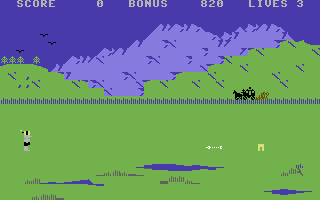 Davy: King of the Wild Frontier (Commodore 64) screenshot: Lets get your gal and equipment