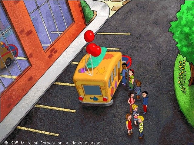 Scholastic's The Magic School Bus Explores the Ocean (Windows) screenshot: Intro, with ocean-themed trappings