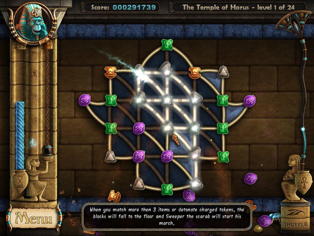 Ancient Quest of Saqqarah (Windows) screenshot: Temple of Horus - Level 1