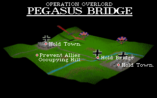 Offensive (DOS) screenshot: Operation Overlord: Pegasus Bridge: the area map