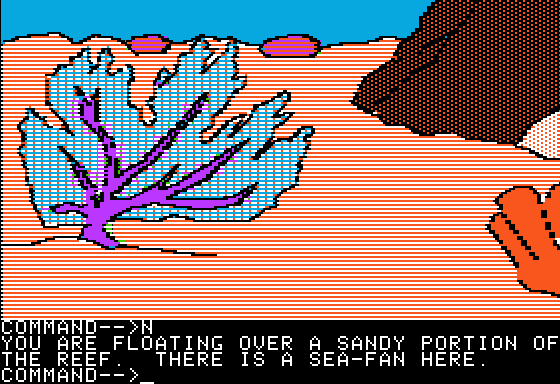 The Abyssal Zone (Apple II) screenshot: Beautiful Underwater Scenery