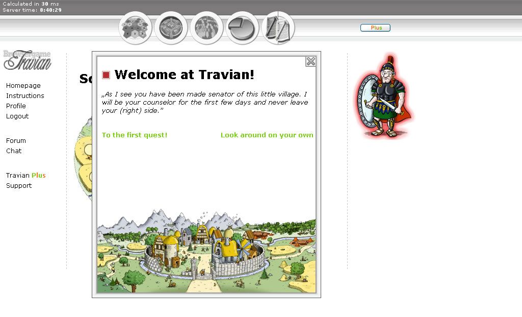 Travian (Browser) screenshot: Welcome screen