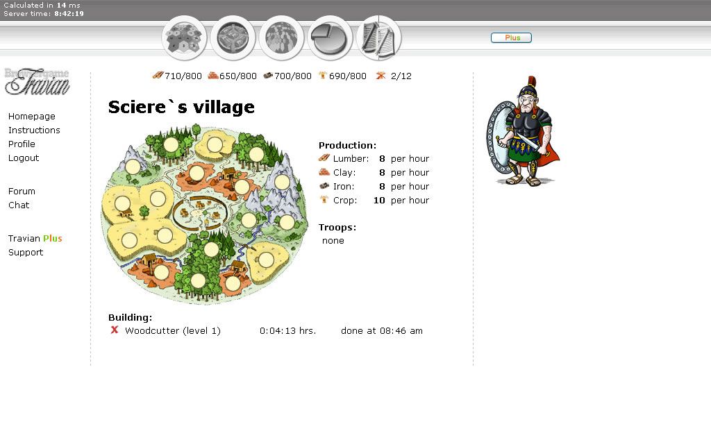 Travian (Browser) screenshot: An overview of my village