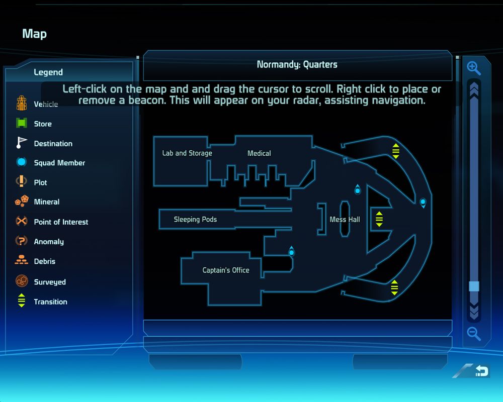 Mass Effect (Windows) screenshot: Map screen