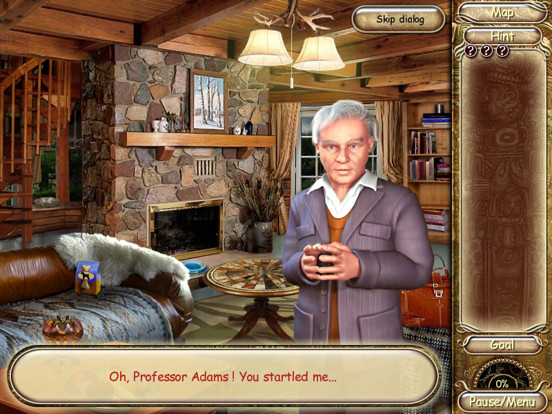 Laura Jones and the Gates of Good and Evil (Windows) screenshot: When you turn on the lights the Professor appears.