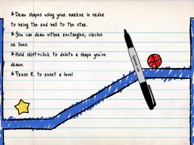 Sketch It (Browser) screenshot: The first level with some instructions