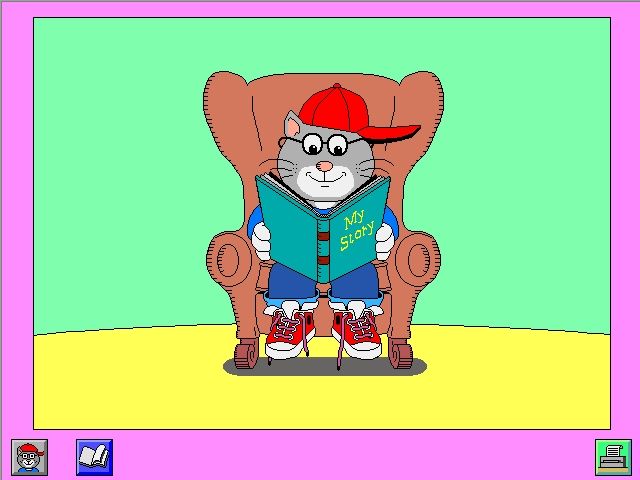Bailey's Book House (Windows) screenshot: Bailey reads the newly written story aloud; it can also be printed