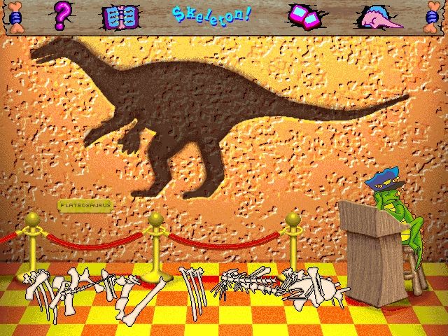 Scholastic's The Magic School Bus Explores in the Age of Dinosaurs (Windows) screenshot: Putting this skeleton together brings it to life...
