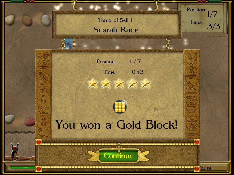 Jewels of Cleopatra (Windows) screenshot: Race award