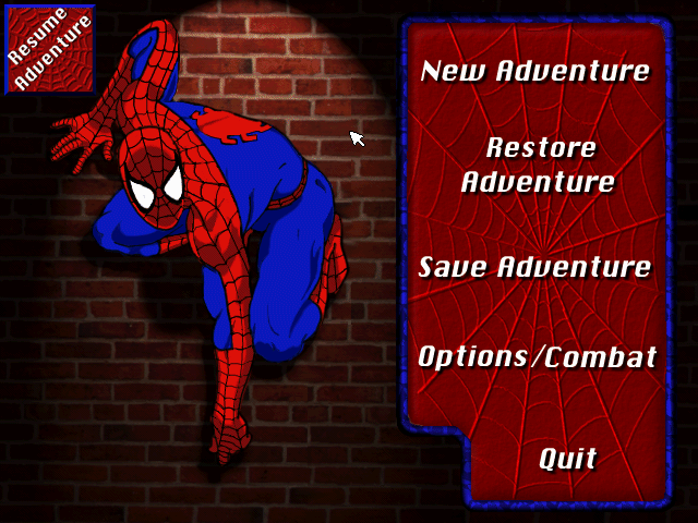 Marvel Comics Spider-Man: The Sinister Six (DOS) screenshot: Main menu
