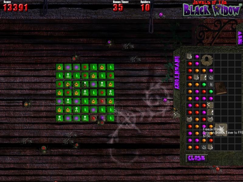 Jewels of the Black Widow (Windows) screenshot: Level 5. The puzzle moves left and right as you play.