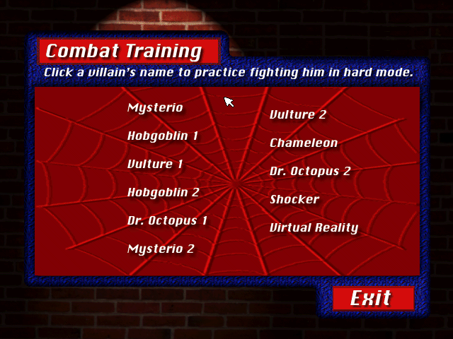 Marvel Comics Spider-Man: The Sinister Six (DOS) screenshot: It's possible to practice combat.