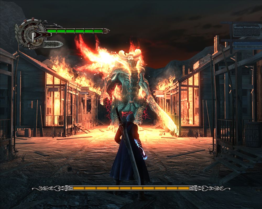 Devil May Cry 4 (Windows) screenshot: Fighting against a hell demon.