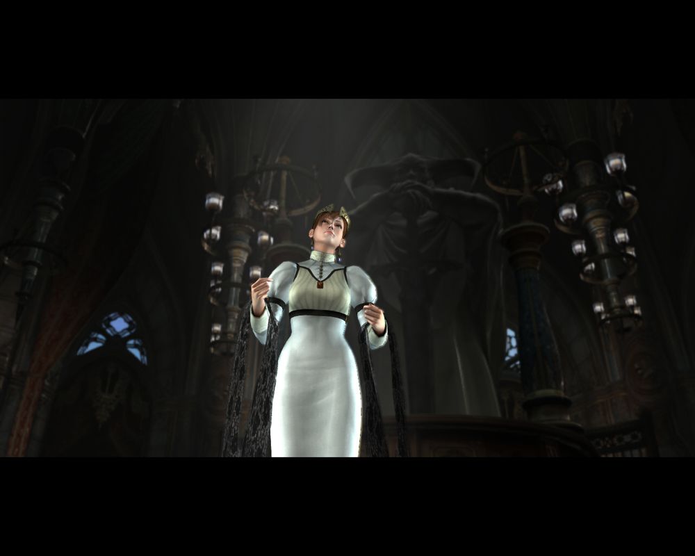 Devil May Cry 4 (Windows) screenshot: Kyrie singing on stage.