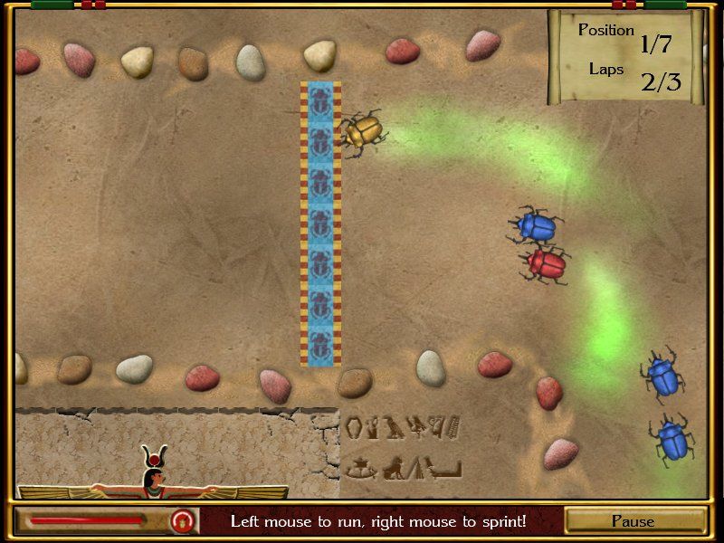 Jewels of Cleopatra (Windows) screenshot: Scarab sprinting to the finish line.