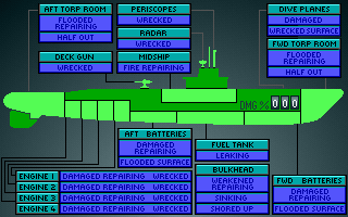 Silent Service II (DOS) screenshot: Damage Report