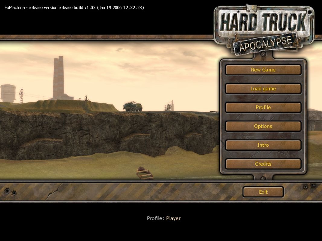 Hard Truck: Apocalypse (Windows) screenshot: Opening menu