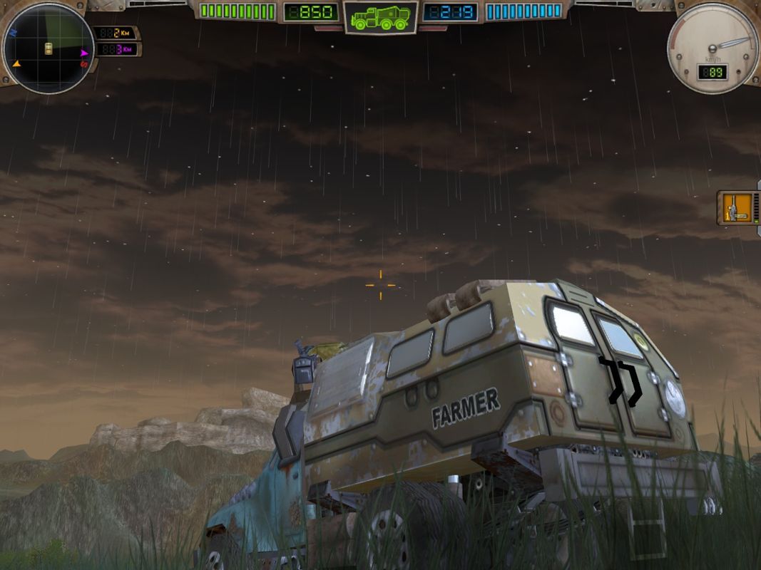 Hard Truck: Apocalypse (Windows) screenshot: Driving under the stars