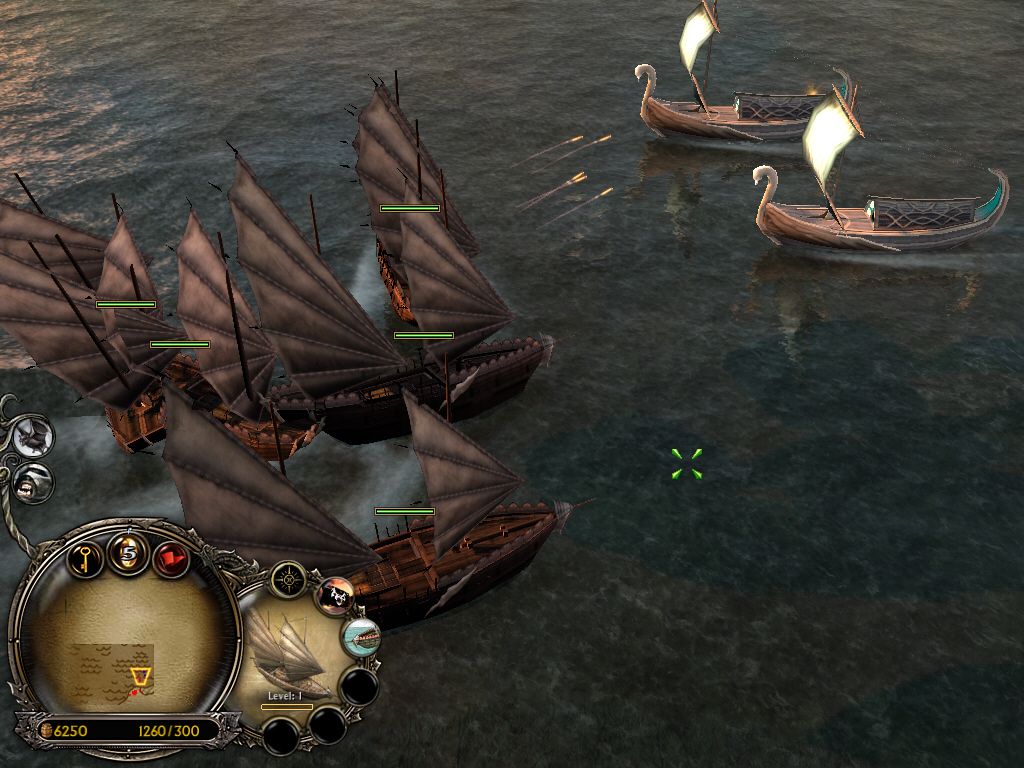 The Lord of the Rings: The Battle for Middle-earth II (Windows) screenshot: A battle at sea