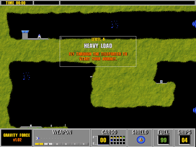 Gravity Force (DOS) screenshot: A great deal of mission time involves picking up and delivering cargo.
