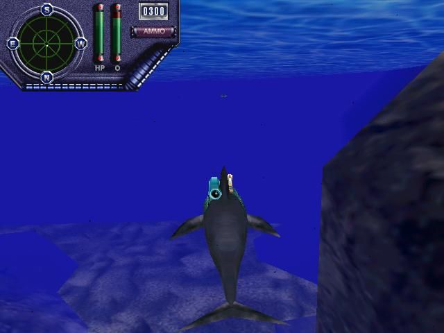 Deep Raider (Windows) screenshot: The dolphin is mounted with a radar.