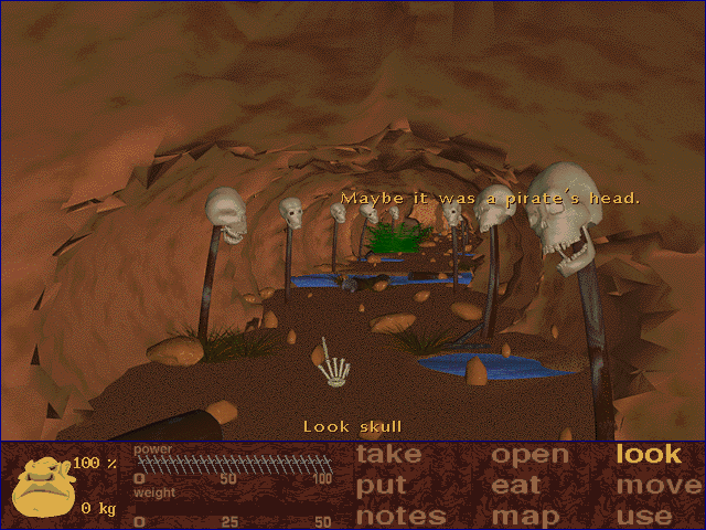 Dive: The Conquest of Silver Eye (DOS) screenshot: Skull corridor