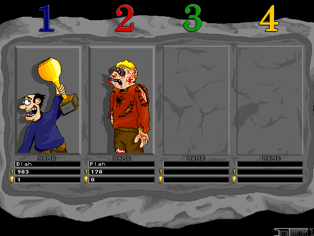 Mine Bombers (DOS) screenshot: It's easy to smile when you're the winner.