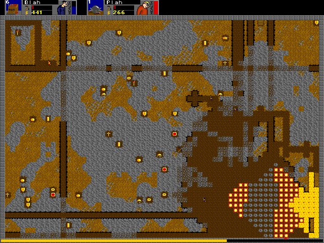 Mine Bombers (DOS) screenshot: A basic randomly generated multiplayer field