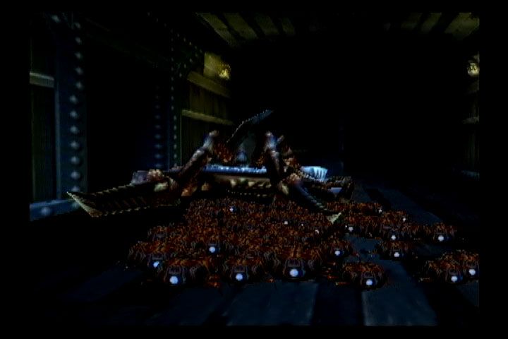 Orphen: Scion of Sorcery (PlayStation 2) screenshot: The giant crab turns into lots of small crabs after Orphen has nearly toppled it.