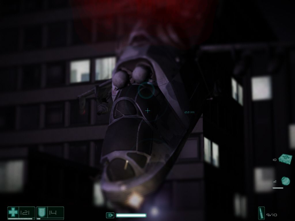 F.E.A.R.: Extraction Point (Windows) screenshot: Every good fps has to have at least one helicopter fight